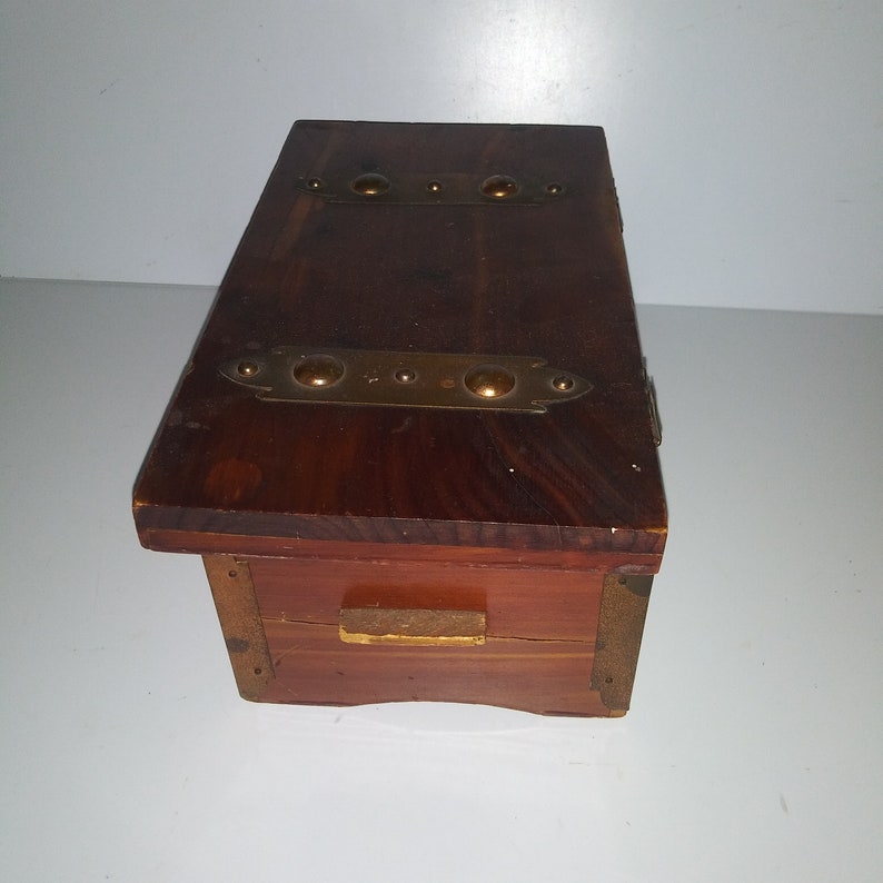 Wooden Jewelry Cedar Chest Box Case Brown Bronze Sturdi USA Made Accessories Storage Wood Solid