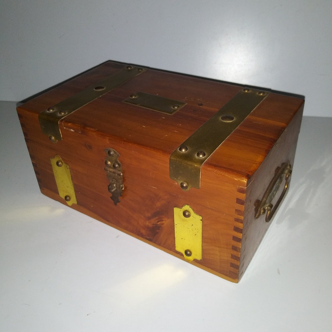Wooden treasure chest Mione jewelry McGraw Box Co dovetail Etsy