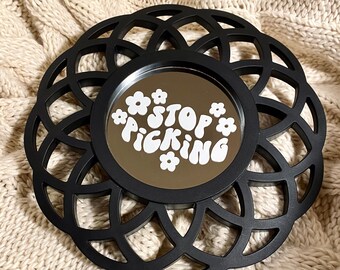 Arrêtez de choisir l'autocollant de miroir, la trichotillomanie et la dermatillomanie rappels d'auto-assistance