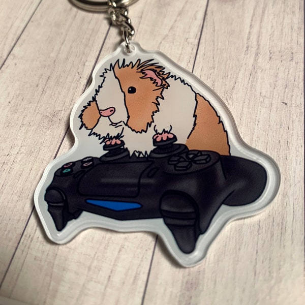 PlayStation Guinea Pig keychain, Gaming Pig, Keyring, Cavy Lover, Guinea Pig Accessories, Guinea Pig lover gift, Gamer Gift