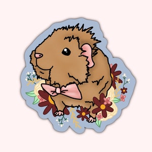 Etiqueta engomada del conejillo de Indias de primavera, etiqueta engomada del amante de Cavy, accesorios florales del conejillo de Indias, mamá del conejillo de Indias, papá, amante, regalo, pegatinas de botellas de agua
