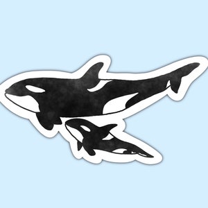 Orca whales sticker, killer whales sticker, baby orca whale, baby killer whale