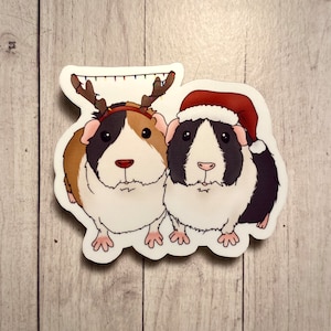 Pegatina de conejillo de Indias de Navidad, sombrero de Papá Noel de reno, relleno de medias amante del conejillo de Indias, accesorios de jaula de conejillo de Indias, amante de Cavy, cerdo de vacaciones