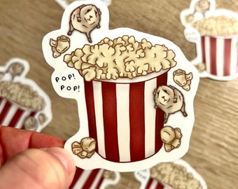 Popcorn Guinea Pig Sticker, Popcorning Guinea Pig, Happy Guinea Pig, Cavy Lover, Guinea Pig Stickers, Cage Accessories