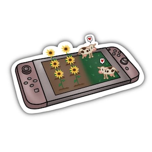 Stardew Valley Switch Gaming Sticker, Switch stickers, Stardew Cow sticker, Sunflower, Gamer Girl stickers, Stardew Valley lover gift