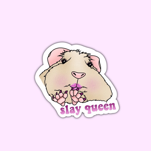 Slay Queen Guinea Pig, Material Girl Pig, Sassy Guinea Pig Meme Sticker,  Guinea Pig Mom gift, Cavy Lover, Cage accessories