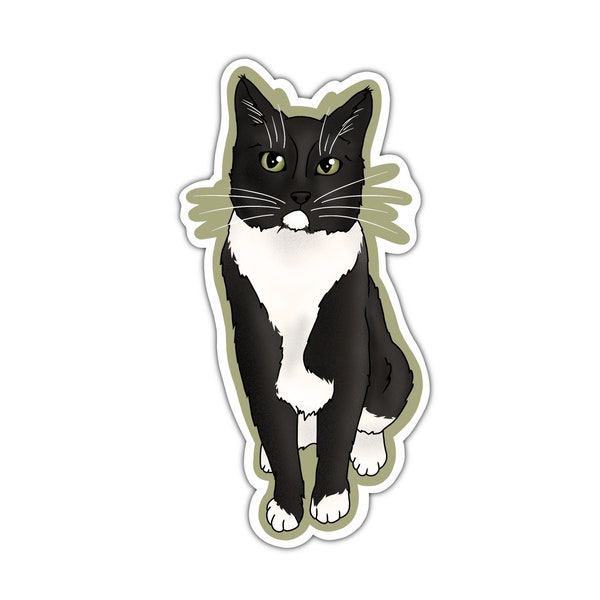 Tuxedo Cat Sticker, Black and White Cat, Cat Loaf Sticker, Cat Lovers, Vinyl Stickers