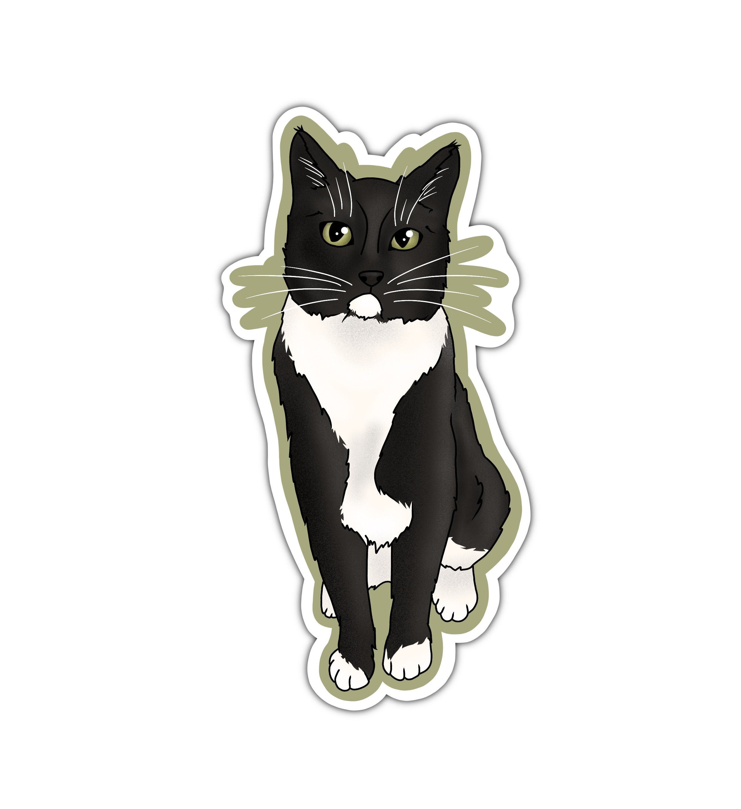 Tuxedo Cat Sticker, Black and White Cat, Cat Loaf Stickers
