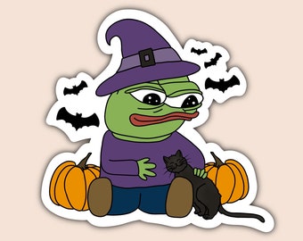 Spooky Pepe Frog, Halloween Pepe Frog Sticker, Pepe Frog, Twitch Emote, Pepe la rana, Peepo, pegatina de jugadores, se siente bien hombre