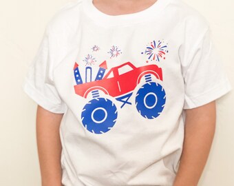 Firecracker Monster Truck 4th of July tee | 4th of july graphic tee | Funny graphic tee | America | Shirts for boys | 4th of july |