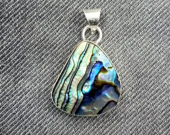 Abalone Shell Pendant: Silver Plated Gemstone Necklace