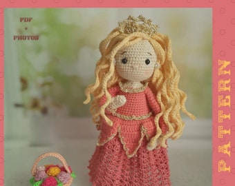 Sleeping Beauty Princess Crochet Pattern, Amigurumi Aurora Princess PDF English Tutorial, Princess Doll Pattern