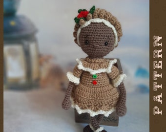 Amigurumi Christmas Gingerbread crochet doll pattern, Gingerbread Girl PDF English Tutorial