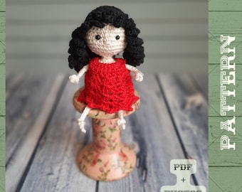 Lily Mini Doll Crochet Pattern, Crocheted Doll PDF Pattern, Amigurumi Pattern en anglais, Crochet Doll Tutorial