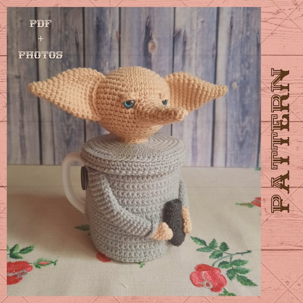 Crochet House Elf Mug Cozy Pattern, Amigurumi Elf Tutorial, Crochet Mug Cozy English PDF Pattern