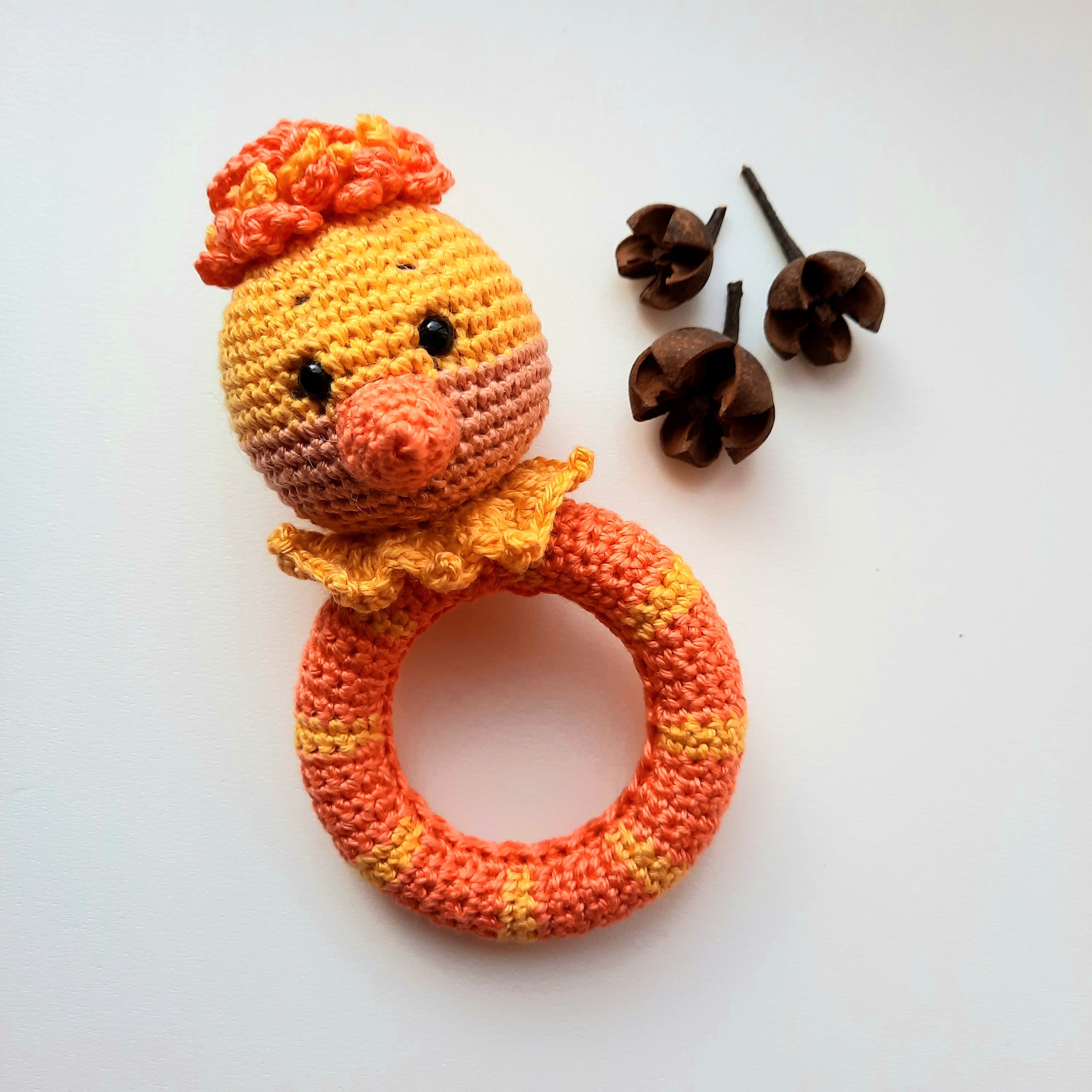 Handmade Crocheted Baby Rattle Birdie with Bell Wooden Etsy