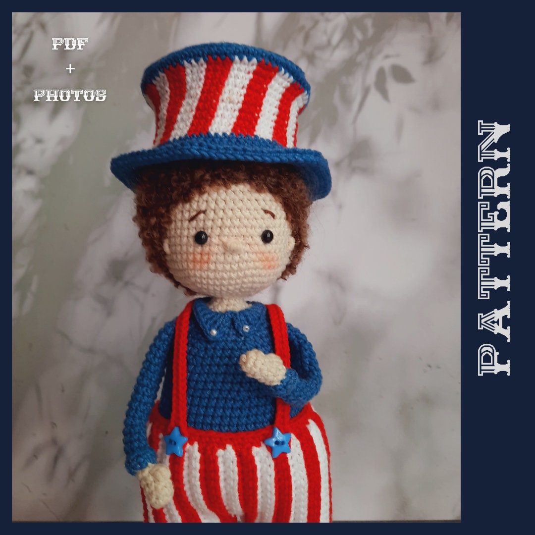 American Patriotic Doll Crochet Pattern 4th of July Pattern - Etsy