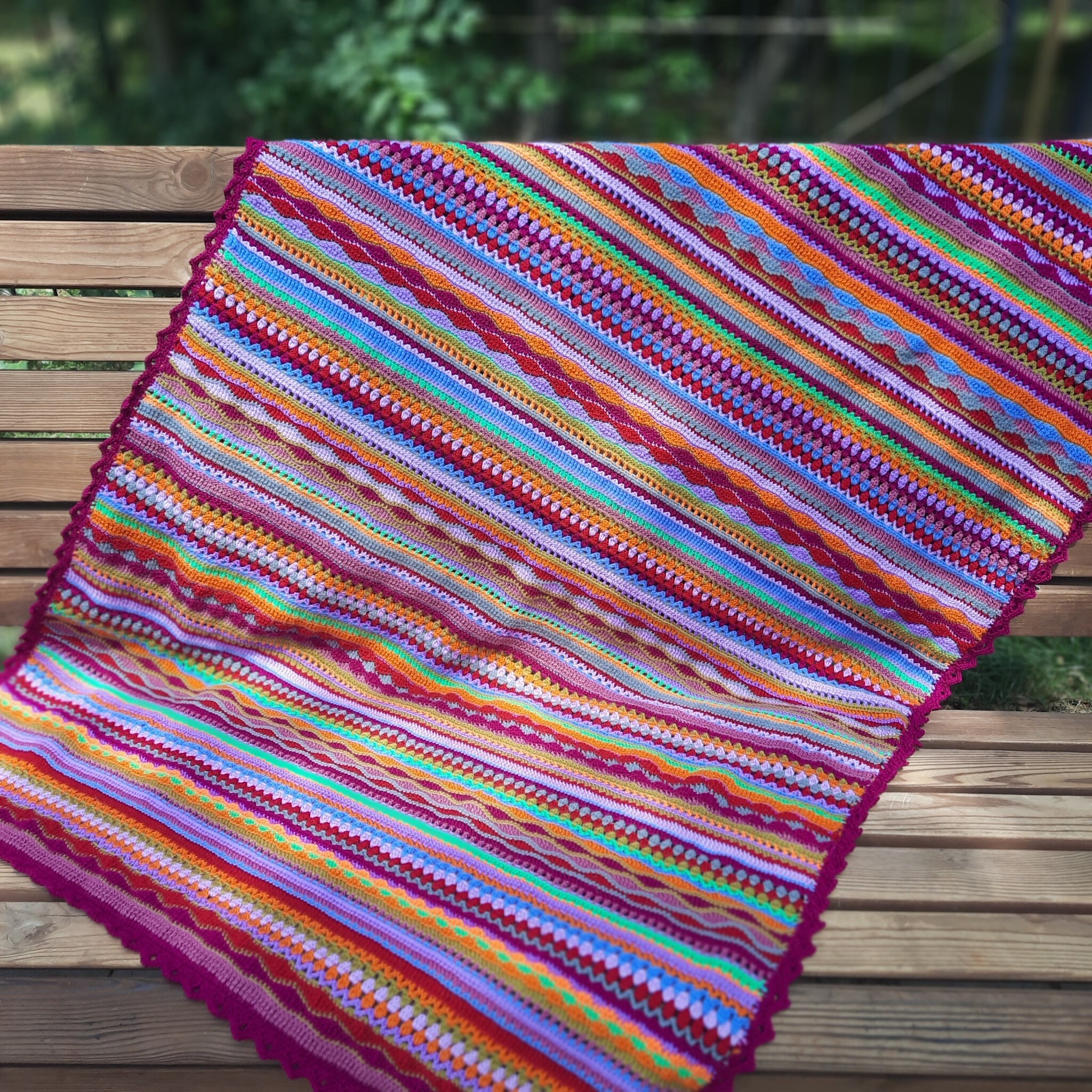 Crochet Afghan Blanket, Ready Crochet Afghan Throw, Modern Chunky Rainbow Handcrocheted Blanket