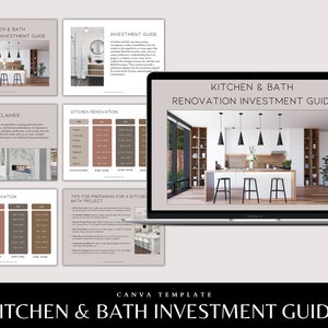 Kitchen & Bath Investment Guide Template, Budget Guide for Interior Design Projects, Canva template for interior designers, Digital download