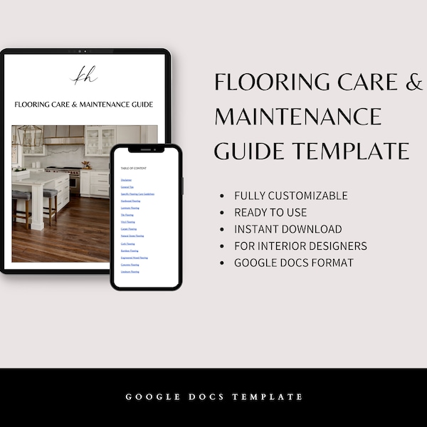 Flooring Care and Maintenance Guide Interior Design Google Docs Template Project Management Templates Interior Design templates