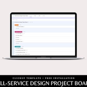 ClickUp Board Full-Service Interior Design Project Productivity templates Interior Design Services Templates Small Business Clickup template