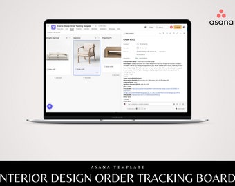 Modello di bacheca Asana per il monitoraggio degli ordini di interior design (PDF)