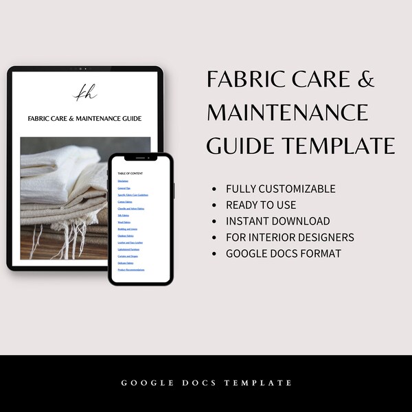 Fabric Care and Maintenance Guide Interior Design Google Docs Template Project Management Templates Interior Design templates