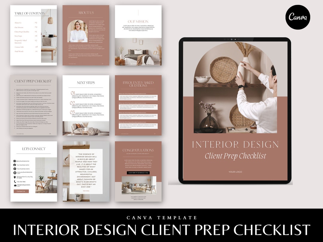 Interior Design Client Checklist, Canva Template (PDF) - Etsy