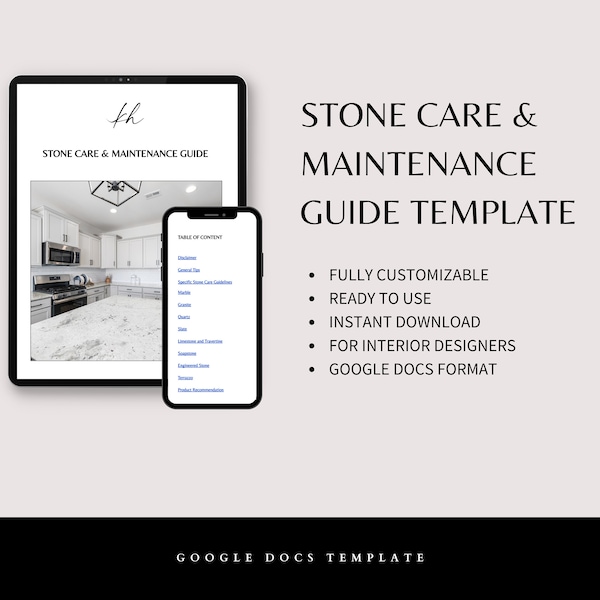 Stone Care and Maintenance Guide Interior Design Google Docs Template Project Management Templates Interior Design templates