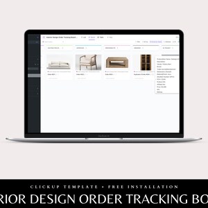 ClickUp Board Interior Design Order Tracking Productivity templates Interior Design Services Templates Small Business Clickup template