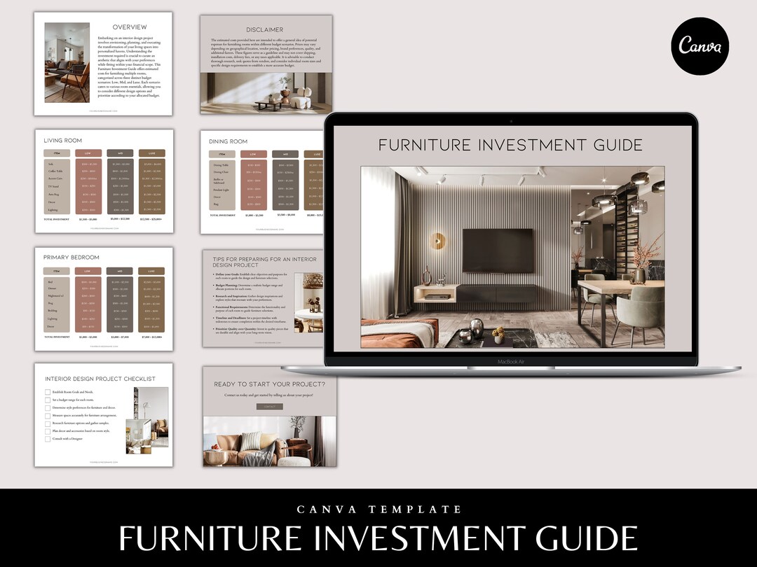 Interior Design Furniture Investment Guide, Canva Template (PDF) - Etsy