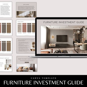 Interior Design Furniture Investment Guide Template, Room Budget Guide for Interior Design Projects, Canva template for interior designers