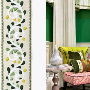 Floral Embroidery Trim: 2.6in Cotton Curtain Tape