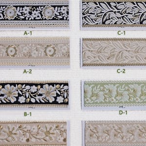 Floral Embroidered Curtain Trim: Gold & Silver Lace, 6cm Wide