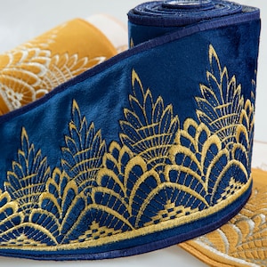 Noble luxury lamé embroidered trim, vintage velvet matching trim, top fabric accessories.