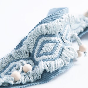 Cotton Hemp Bead Trim: Embroidered Curtain Ribbon (3.35 inches)