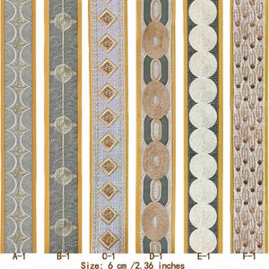 Yellow Embroidered Trim: Natural Linen Fabric Tape (2.36 inches)