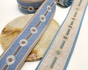 Linen embroidery trim, curtain trim, trim for sofa, home decor.