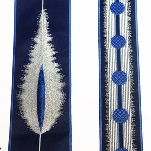 Dark blue high quality three-dimensional embroidery trim, curtain design trim, fabric embroidery tape.