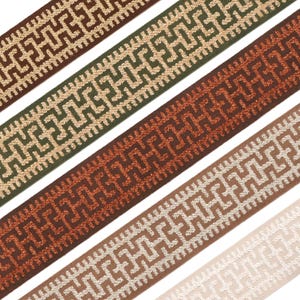 Chenille Jacquard Greek Key Trim: 3.2&quot; Wide Designer Fabric Tape