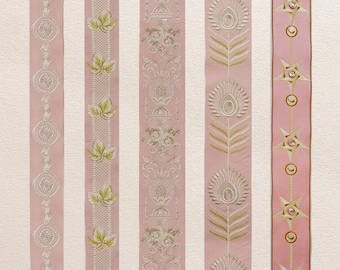 Embroidered Pink Curtain Trim: Decorative Fabric Tape