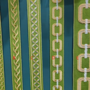 Green curtain trim, decorative tape, embroidery trim tape , trim tape for curtains.