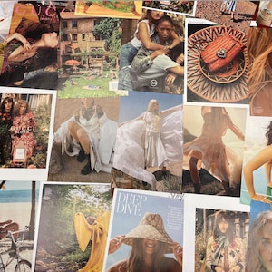 Magazine Collage Kit Boho Aesthetic Bohemian High Fashion 40 Pages (8x11)