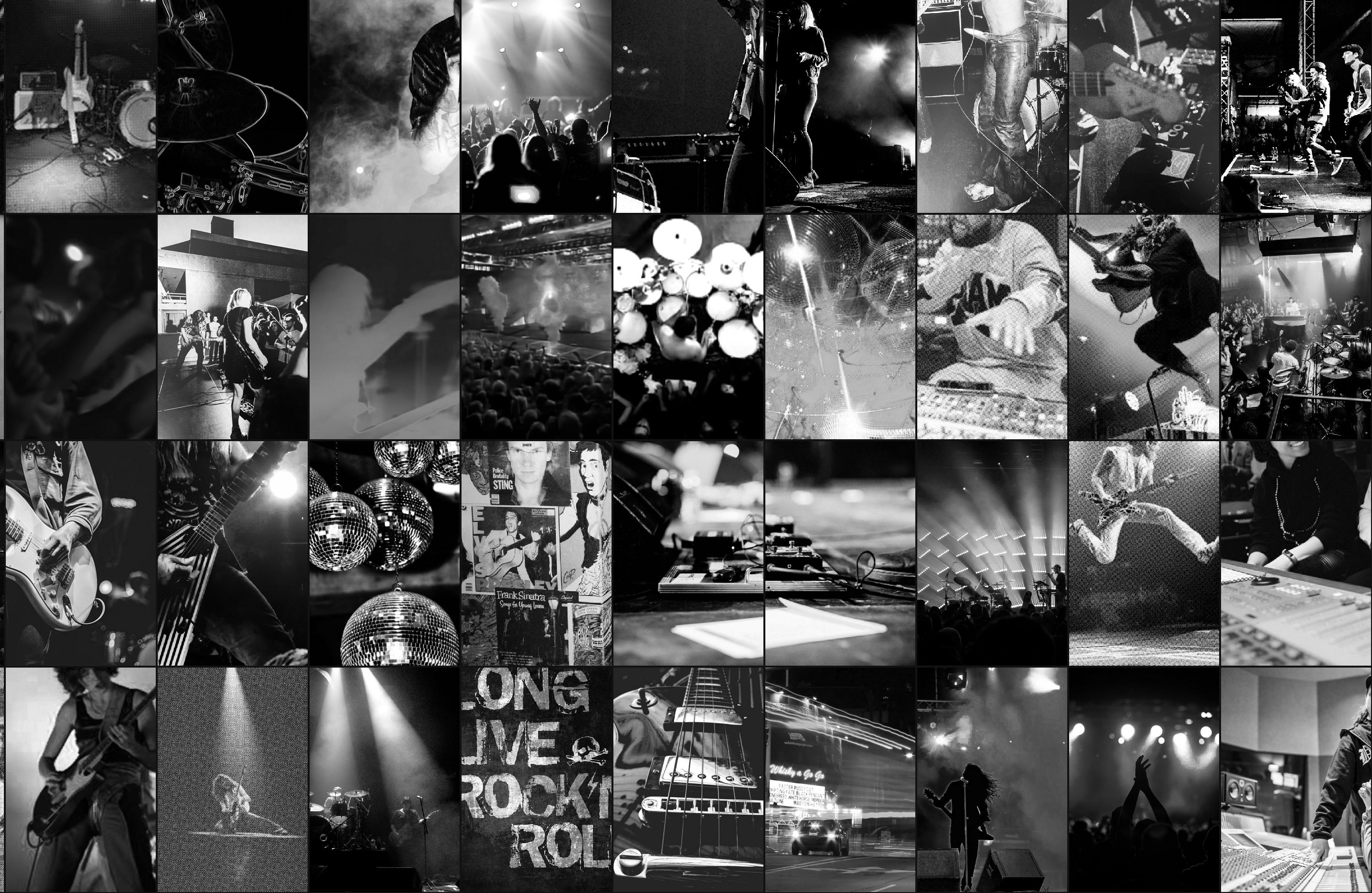 Negro y blanco Rock n Roll Música Concierto Dormitorio Colegio Collage