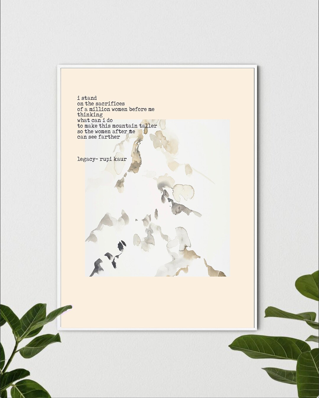Rupi Kaur Mountain Poem Art Watercolor Inspirational Wall Quote Digital