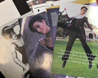 Zestaw do tworzenia dziennika kolażowego Vintage Vogue z lat 80. i 90. XX wieku: 30 ręcznie ciętych stron (8x11)