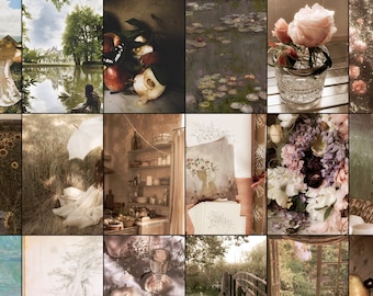 Cottagecore Wall Collage Kit, Vintage Style Decor (Digital Download