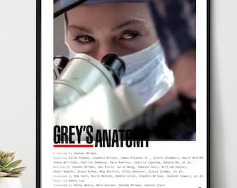 Meredith Grey Eyes Surgery Grey's Anatomy Minimal Series Credits Poster Digital Art (8x10")