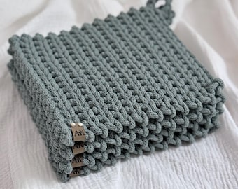 Handgemachter gehäkelter Topflappen aus Baumwolle – nachhaltiger Topflappen, Küchenaccessoire handmade