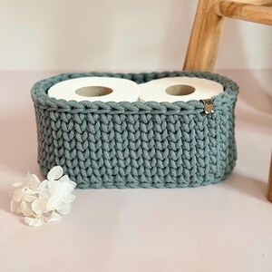 Crocheted Bathroom Basket Set | Bathroom Storage Organizer | Toilet Paper Basket | Cosmetic Organizer | Boho Bathroom Decor | Handmade image 4